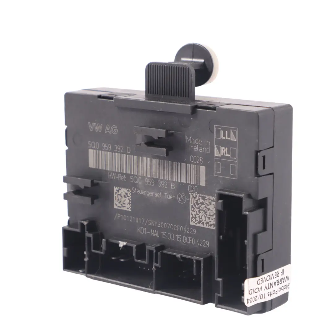 Module contrôle portes avant côté passager Unité pour VW Volkswagen Golf 7 à propos du numéro de pièce 5Q0959392D VW Volkswagen Golf 7 Module contrôle portes avant côté passager Unité - SKU 5Q0959392D - Numéro de pièce 5Q0959392D