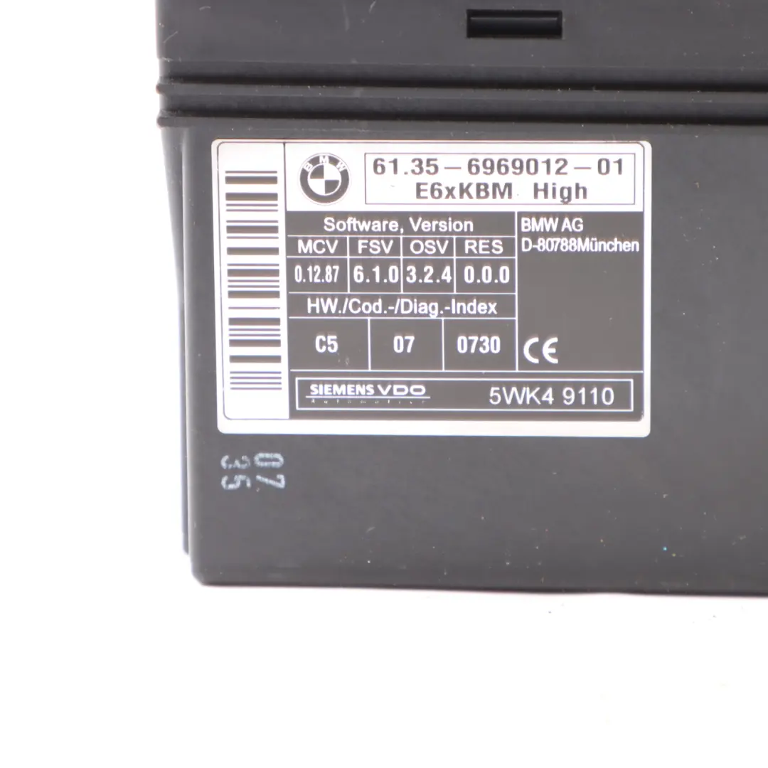 Body Control Module Unit ECU BCM to BMW E61 with Part number 6969012 BMW E61 Body Control Module Unit ECU BCM - SKU 6969012 - Part number 6969012