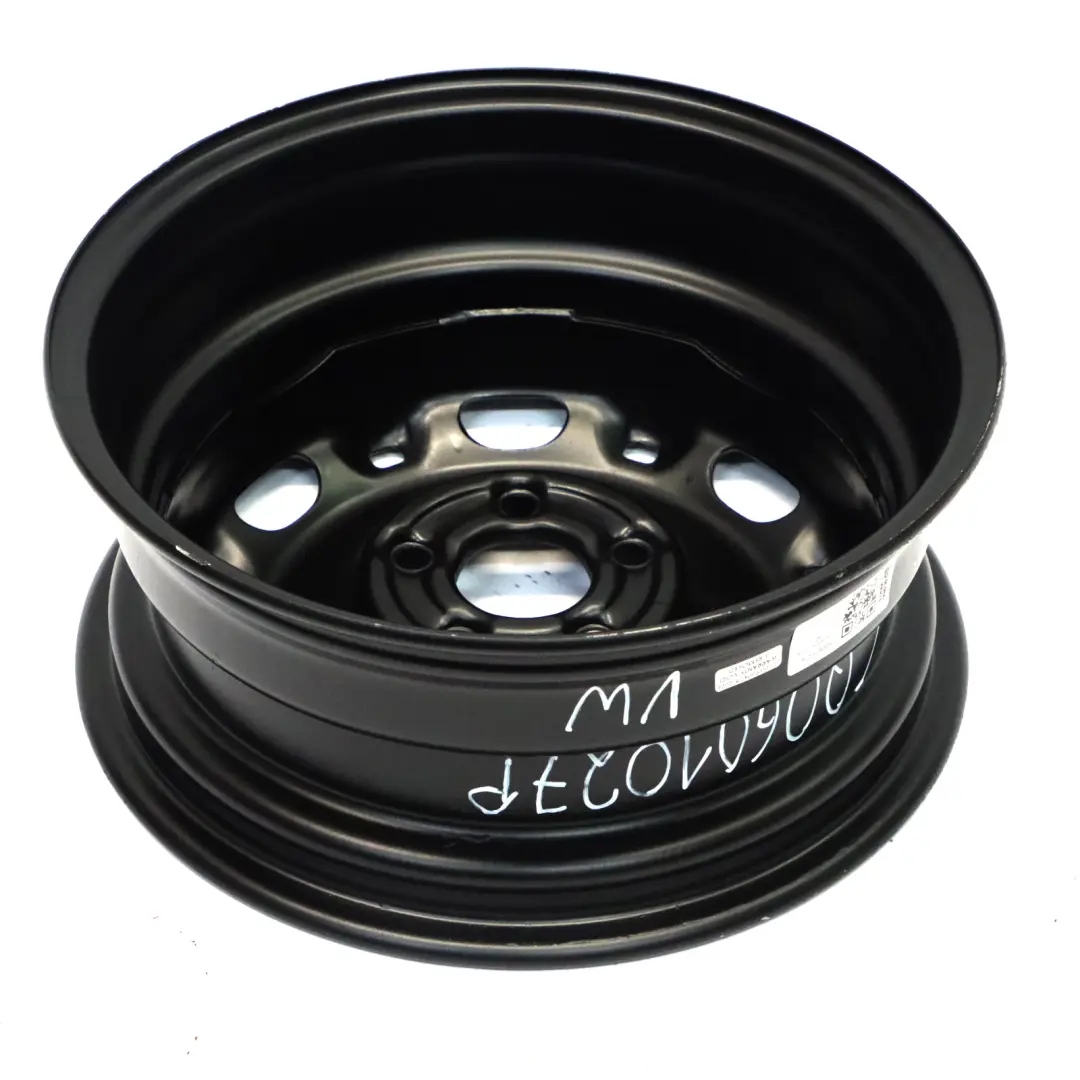 VW Volkswagen Polo Fox Negro Llanta de Acero 14" 8J ET:43 - SKU 6Q0601027P - Número de pieza 6Q0601027P