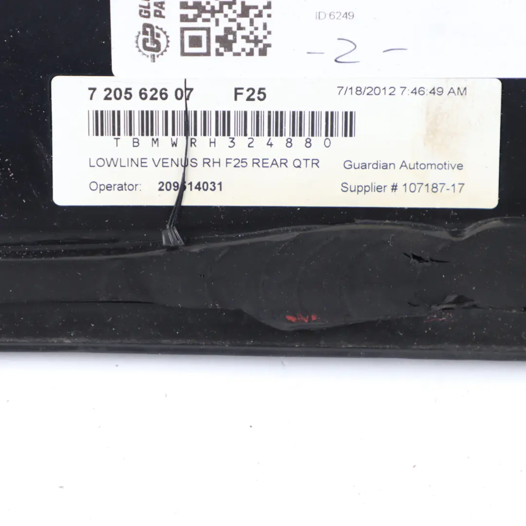 BMW X3 F25 Window Glass Side Fixed Rear Right O/S Quarter Tinted AS3 - SKU 7205630 - Part number 7205630
