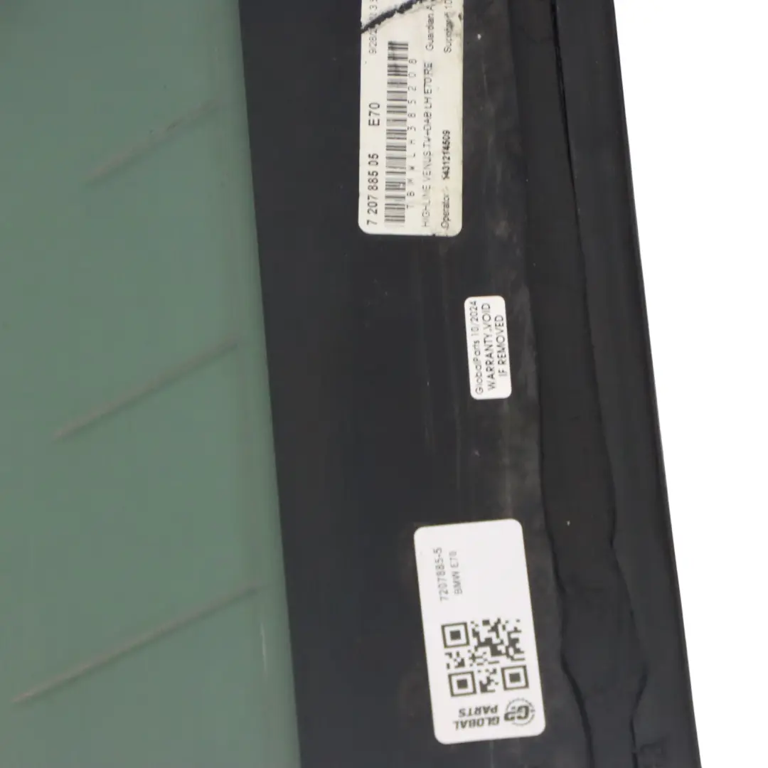 BMW X5 E70 Ventana Lateral Negra Junta de Cristal Trasera Izquierda AS3 7207883 - SKU 7207885-5 - Número de pieza 7207885