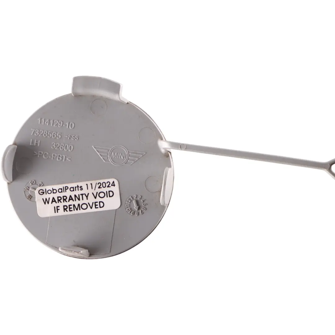 Bumper Towing Eye Hook Cover Rear Left N/S White Silver Metallic - A62 to Mini F55 with Part number 7380025 Mini F55 Bumper Towing Eye Hook Cover Rear Left N/S White Silver Metallic - A62 - SKU 7380025-WS - Part number 7380025