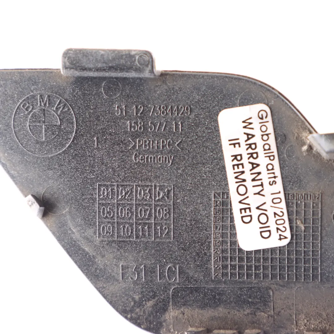 Bumper Towing Hook Eye Cover Trim Alpine White 300 to BMW F31 LCI Rear with Part number 7428436 BMW F31 LCI Rear Bumper Towing Hook Eye Cover Trim Alpine White 300 - SKU 7428436-AW - Part number 7428436