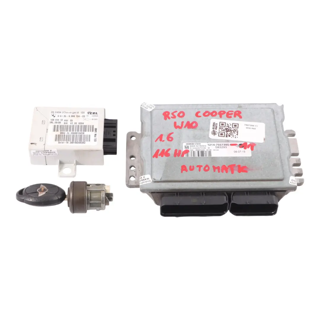 Mini Cooper R50 W10 116HP Komputer Silnika ECU DME Klucz EWS - SKU 7557395-11 - Numer Części 7557395
