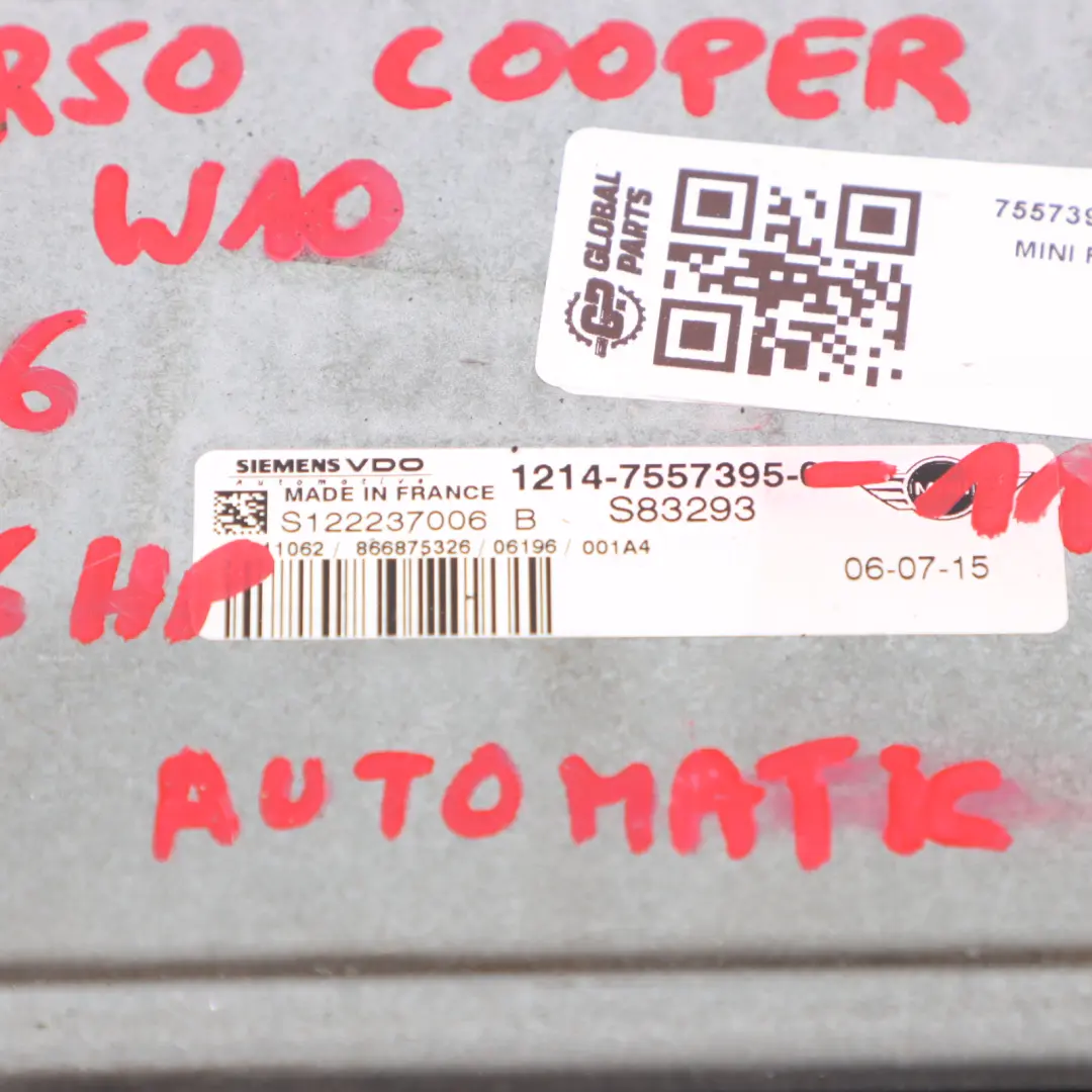 Mini Cooper R50 W10 116HP Engine Control Unit ECU Kit DME Key EWS - SKU 7557395-11 - Part number 7557395