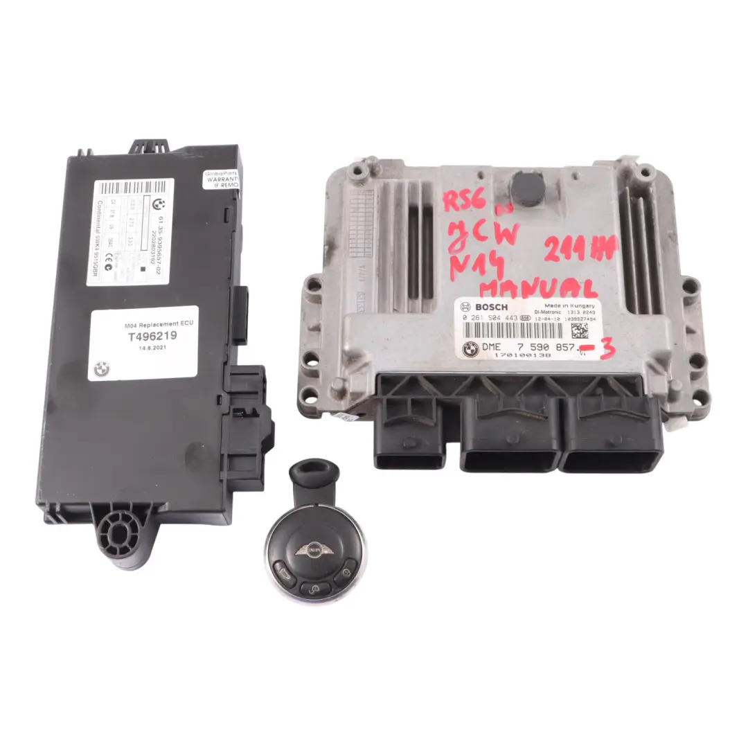 Mini Cooper S JCW R56 N14 1.6 211HP Engine ECU Kit DME CAS3 Key Manual - SKU 7590857-3 - Part number 7590857