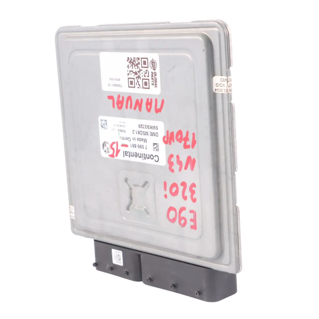  Unidad Motor BMW E87 LCI E90 E91 N43 120i 320i 170HP ECU DME - SKU 7599881-15 - Número de pieza 7599881