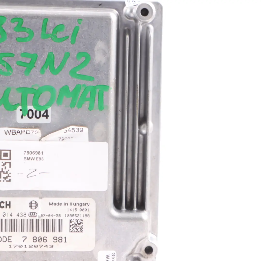 3.0sd M57N2 Engine Control Unit ECU DDE Automatic to BMW X3 E83 LCI with Part number 7806981 BMW X3 E83 LCI 3.0sd M57N2 Engine Control Unit ECU DDE Automatic - SKU 7806981 - Part number 7806981