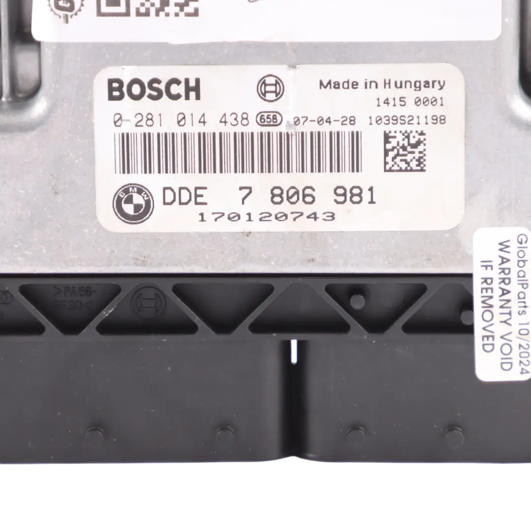 3.0sd M57N2 Engine Control Unit ECU DDE Automatic to BMW X3 E83 LCI with Part number 7806981 BMW X3 E83 LCI 3.0sd M57N2 Engine Control Unit ECU DDE Automatic - SKU 7806981 - Part number 7806981