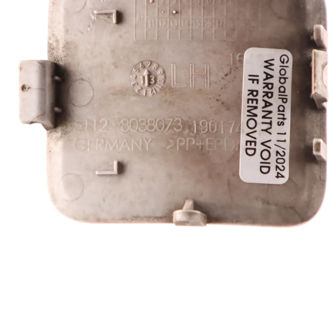 Bumper Tow Eye Cap Cover Left N/S Valencia Orange - B44 8038073 to BMW X1 E84 Rear with Part number 7845543 BMW X1 E84 Rear Bumper Tow Eye Cap Cover Left N/S Valencia Orange - B44 8038073 - SKU 7845543-ORG - Part number 7845543