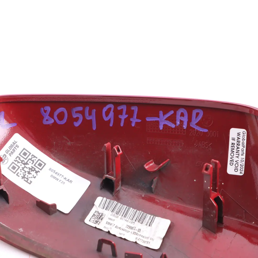 Tapa Espejo BMW F20 F21 Tapa Carcasa Izquierda Rojo Carmesí A61 para con número de pieza 8054977 Tapa Espejo BMW F20 F21 Tapa Carcasa Izquierda Rojo Carmesí A61 - SKU 8054977-KAR - Número de pieza 8054977