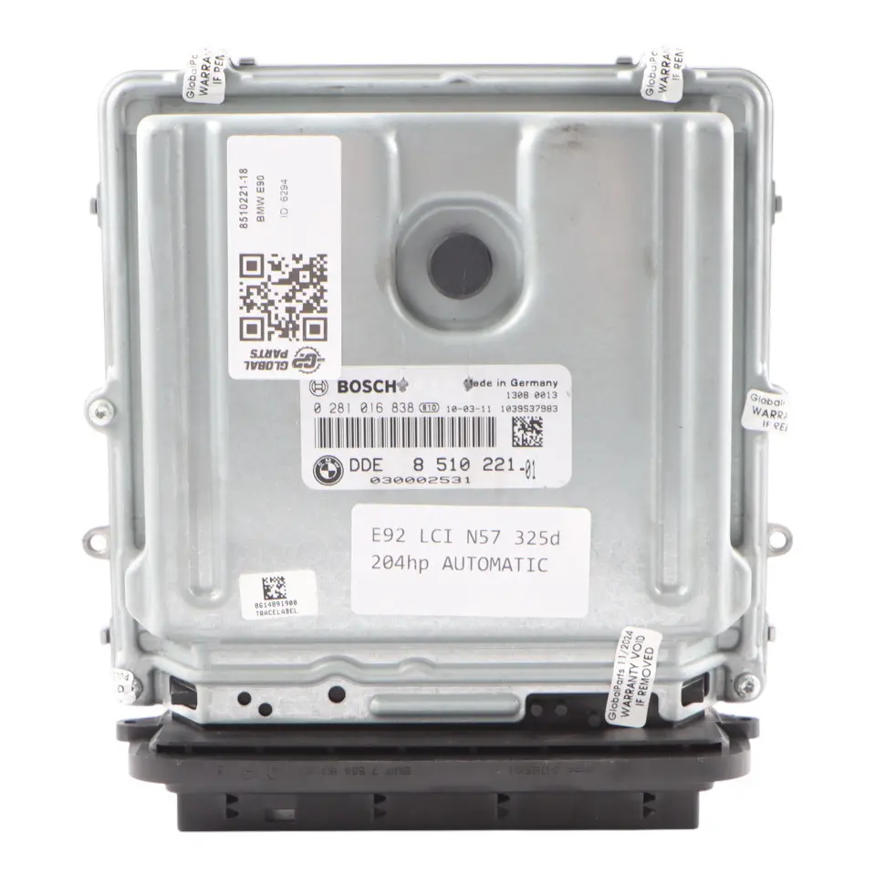 N57 204HP ECU Engine Module DDE Automatic to BMW E90 E91 E92 LCI 325d with Part number 8510221 BMW E90 E91 E92 LCI 325d N57 204HP ECU Engine Module DDE Automatic - SKU 8510221-18 - Part number 8510221