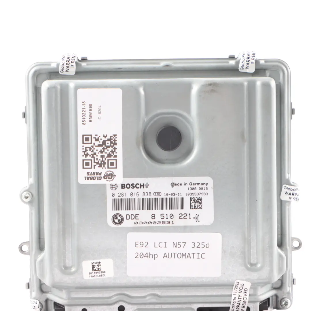 BMW E90 E91 E92 LCI 325d N57 204HP ECU Engine Module DDE Automatic - SKU 8510221-18 - Part number 8510221