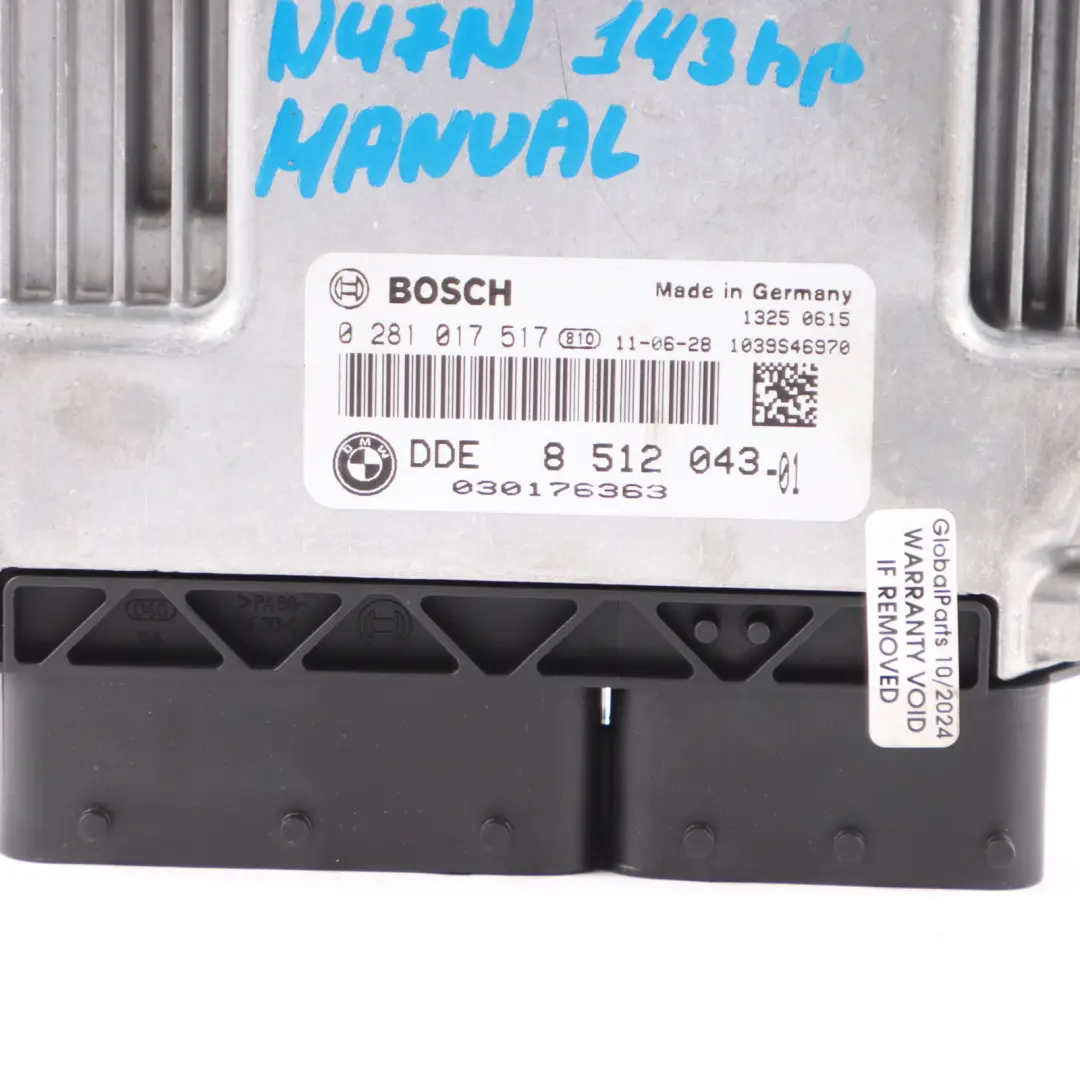 BMW E90 E91 LCI 318d N47N 143HP Kit Centralina Motore DDE CAS3 Manuale - SKU 8512043-5 - Numero di parte 8512043