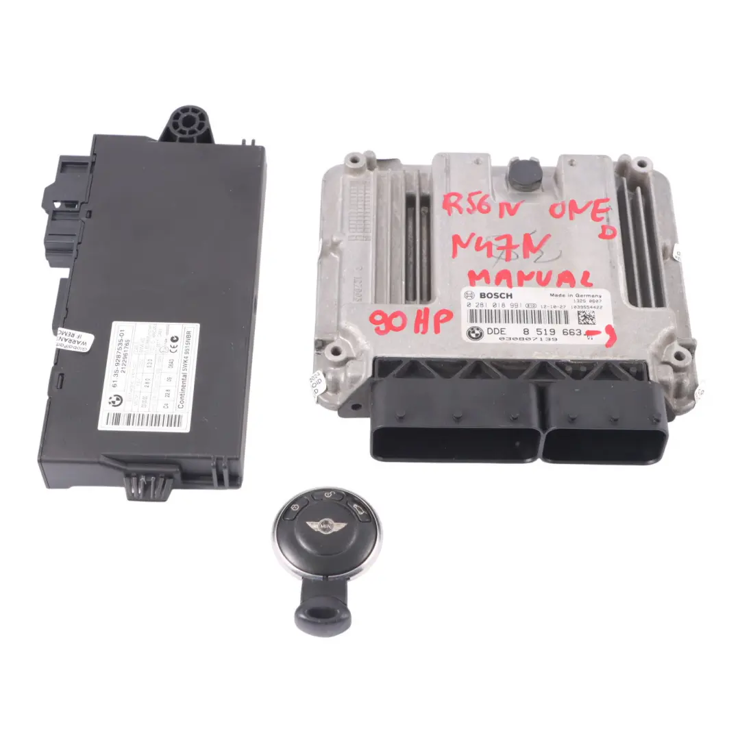 N47N 90HP Diesel Engine ECU Kit DDE + CAS3 + Key to Mini One D R56 LCI with Part number 8519663 Mini One D R56 LCI N47N 90HP Diesel Engine ECU Kit DDE + CAS3 + Key - SKU 8519663-9 - Part number 8519663
