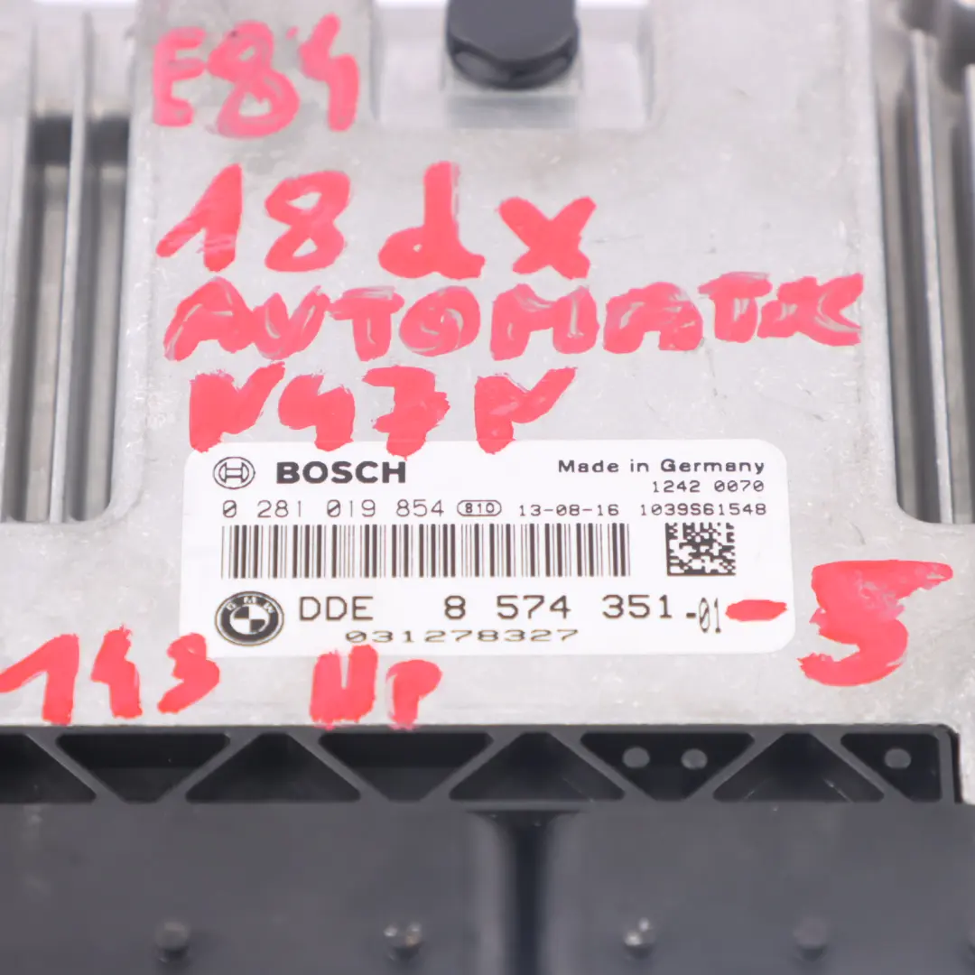 BMW X1 E84 18dX Diesel N47N Unité moteur ECU Kit DDE CAS3 Clé - SKU 8574351-5 - Numéro de pièce 8574351