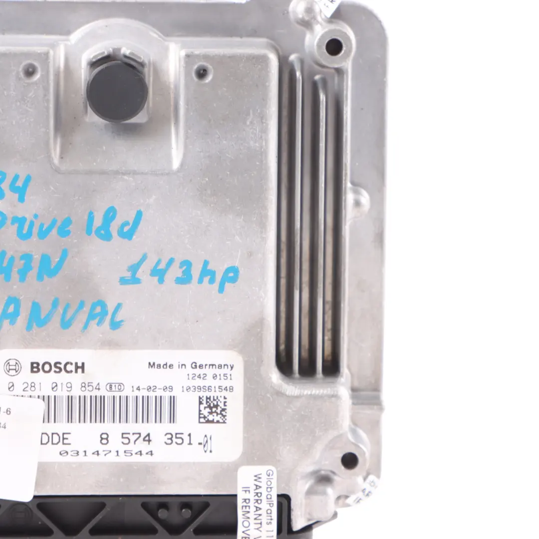 18dX 143HP Diesel N47N Engine Control Unit ECU DDE Manual to BMW X1 E84 with Part number 8574351 BMW X1 E84 18dX 143HP Diesel N47N Engine Control Unit ECU DDE Manual - SKU 8574351-6 - Part number 8574351