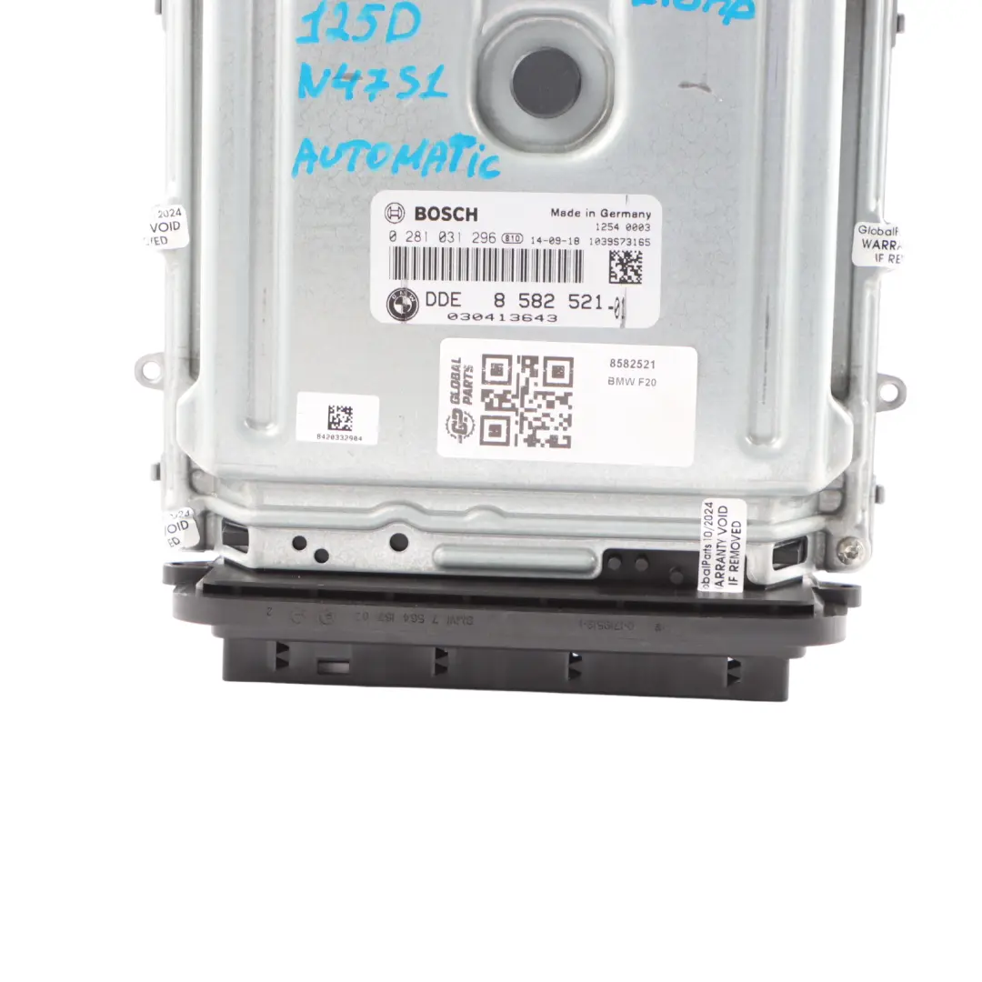 N47S1 218HP Engine Control Unit ECU DDE Automatic to BMW F20 125d F30 325d with Part number 8582521 BMW F20 125d F30 325d N47S1 218HP Engine Control Unit ECU DDE Automatic - SKU 8582521 - Part number 8582521