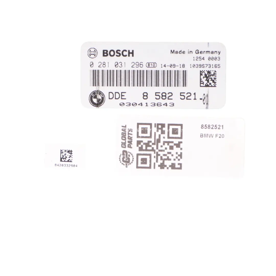 BMW F20 125d F30 325d N47S1 218HP Engine Control Unit ECU DDE Automatic - SKU 8582521 - Part number 8582521