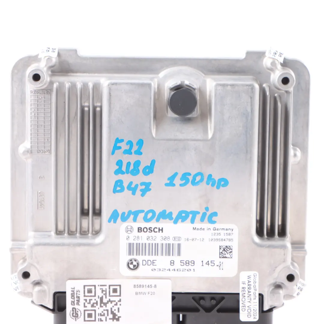 BMW F20 F21 F30 LCI 118d 318d B47 DDE Engine Control Unit ECU Automatic - SKU 8589145 - Part number 8589145