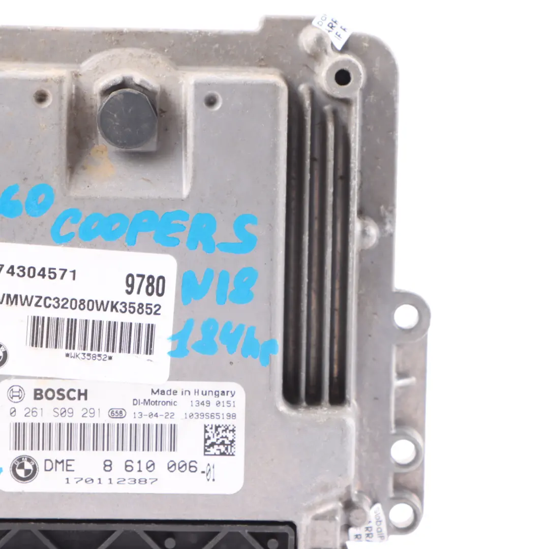 184HP Engine Control Unit ECU DME Manual to Mini Cooper S R56 LCI N18 1.6 with Part number 8610006 Mini Cooper S R56 LCI N18 1.6 184HP Engine Control Unit ECU DME Manual - SKU 8610006 - Part number 8610006