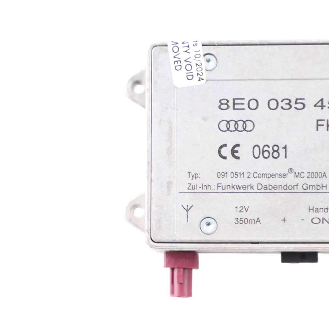 Módulo Amplificador De Señal De Antena De Telefonía para Audi A4 B8 con número de pieza 8E0035456D Audi A4 B8 Módulo Amplificador De Señal De Antena De Telefonía - SKU 8E0035456D - Número de pieza 8E0035456D