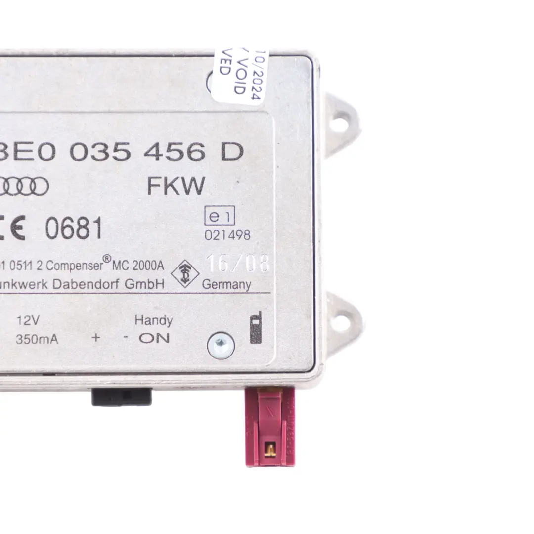 Moduł Wzmacniacz Sygnału Anteny do Audi A4 B8 o numerze 8E0035456D Audi A4 B8 Moduł Wzmacniacz Sygnału Anteny - SKU 8E0035456D - Numer Części 8E0035456D