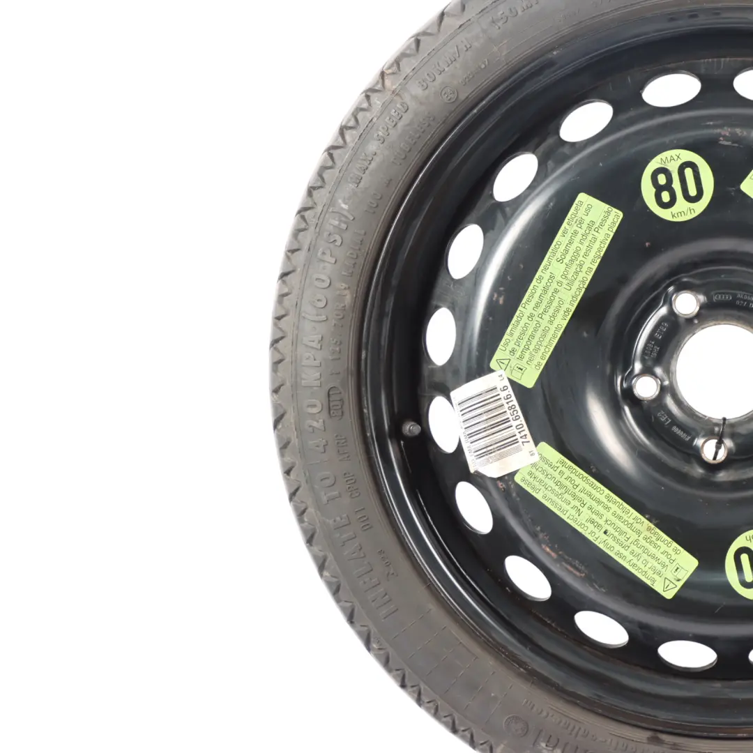 Saver Ersatzrad R19 4J Continental 125/70 ET29 für Audi A4 B8 Space mit Teilenummer 8K0601027D Audi A4 B8 Space Saver Ersatzrad R19 4J Continental 125/70 ET29 - SKU 8K0601027D-1 - Teilenummer 8K0601027D