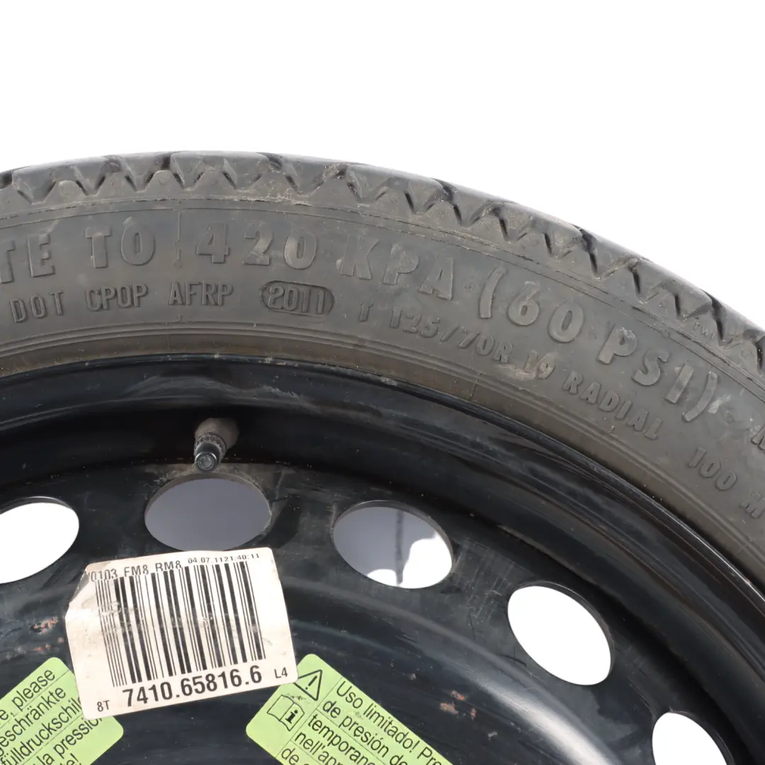 Saver Ersatzrad R19 4J Continental 125/70 ET29 für Audi A4 B8 Space mit Teilenummer 8K0601027D Audi A4 B8 Space Saver Ersatzrad R19 4J Continental 125/70 ET29 - SKU 8K0601027D-1 - Teilenummer 8K0601027D