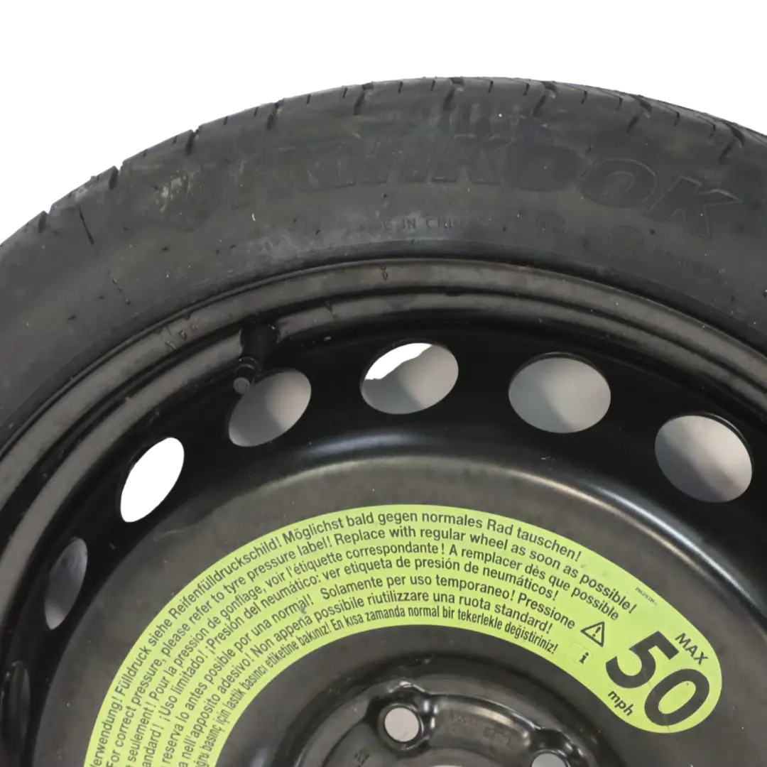 Ersatzrad Stahl R19 Hankook Reifen 125/70 für Audi A5 8T A4 B8 mit Teilenummer 8K0601027F Audi A5 8T A4 B8 Ersatzrad Stahl R19 Hankook Reifen 125/70 - SKU 8K0601027F - Teilenummer 8K0601027F