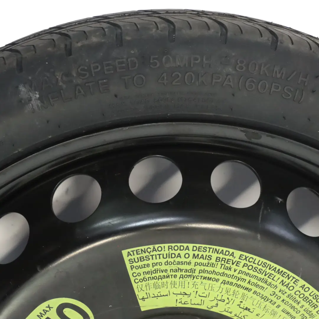 Audi A5 8T A4 B8 Roue secours acier R19 Hankook Tyre 125/70 - SKU 8K0601027F - Numéro de pièce 8K0601027F