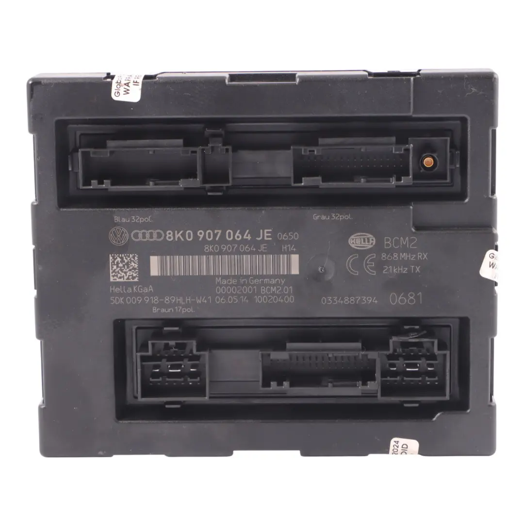 Body Control Unit Module BCM ECU pour Audi A5 8T à propos du numéro de pièce 8K0907064JE Audi A5 8T Body Control Unit Module BCM ECU - SKU 8K0907064JE - Numéro de pièce 8K0907064JE