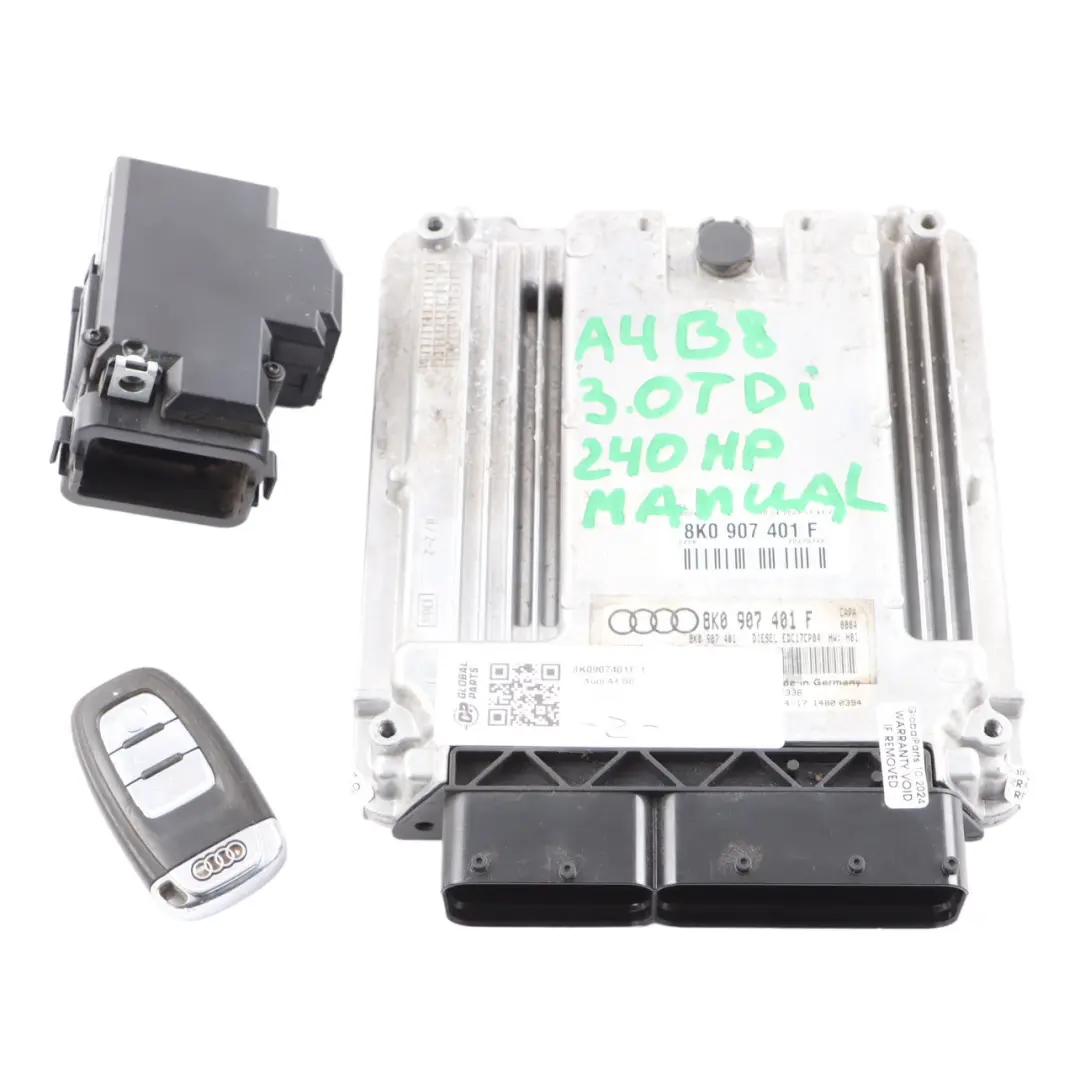 240HP Engine ECU Kit Ignition + Key Manual to Audi A4 B8 3.0 TDI with Part number 8K0907401F Audi A4 B8 3.0 TDI 240HP Engine ECU Kit Ignition + Key Manual - SKU 8K0907401F-1 - Part number 8K0907401F