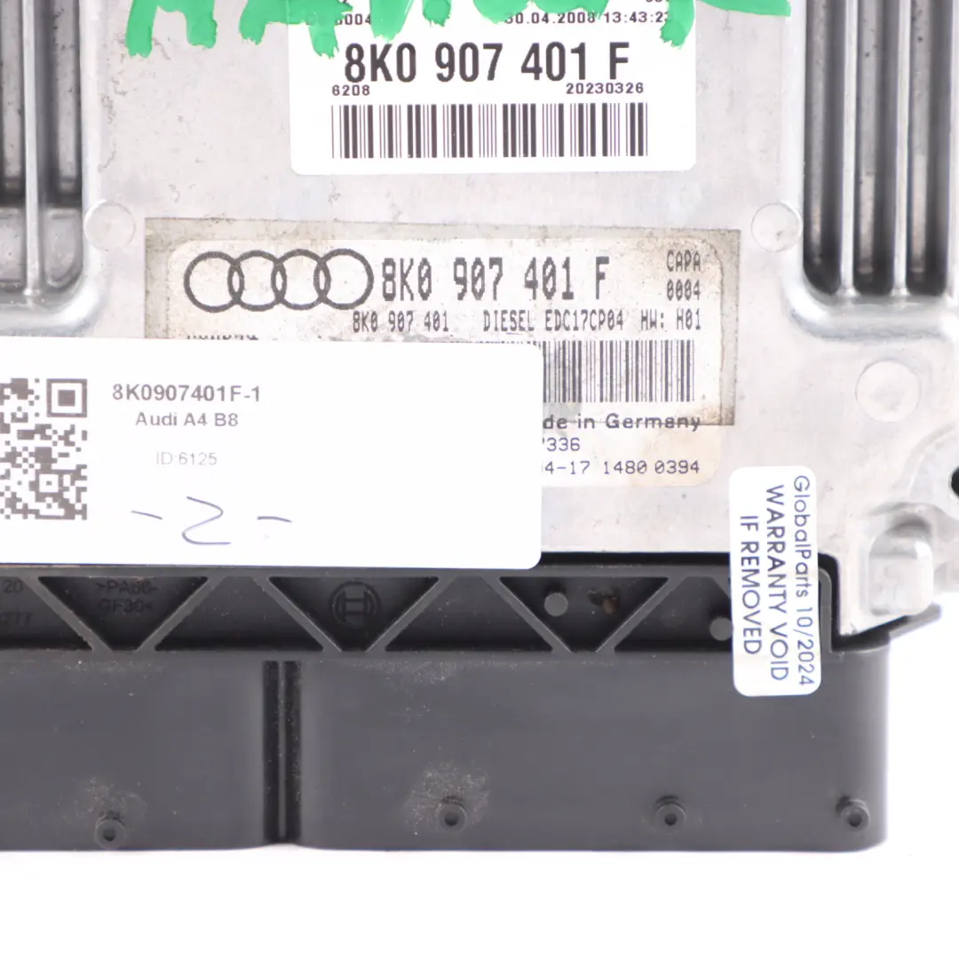 Audi A4 B8 3.0 TDI 240HP Engine ECU Kit Ignition + Key Manual - SKU 8K0907401F-1 - Part number 8K0907401F