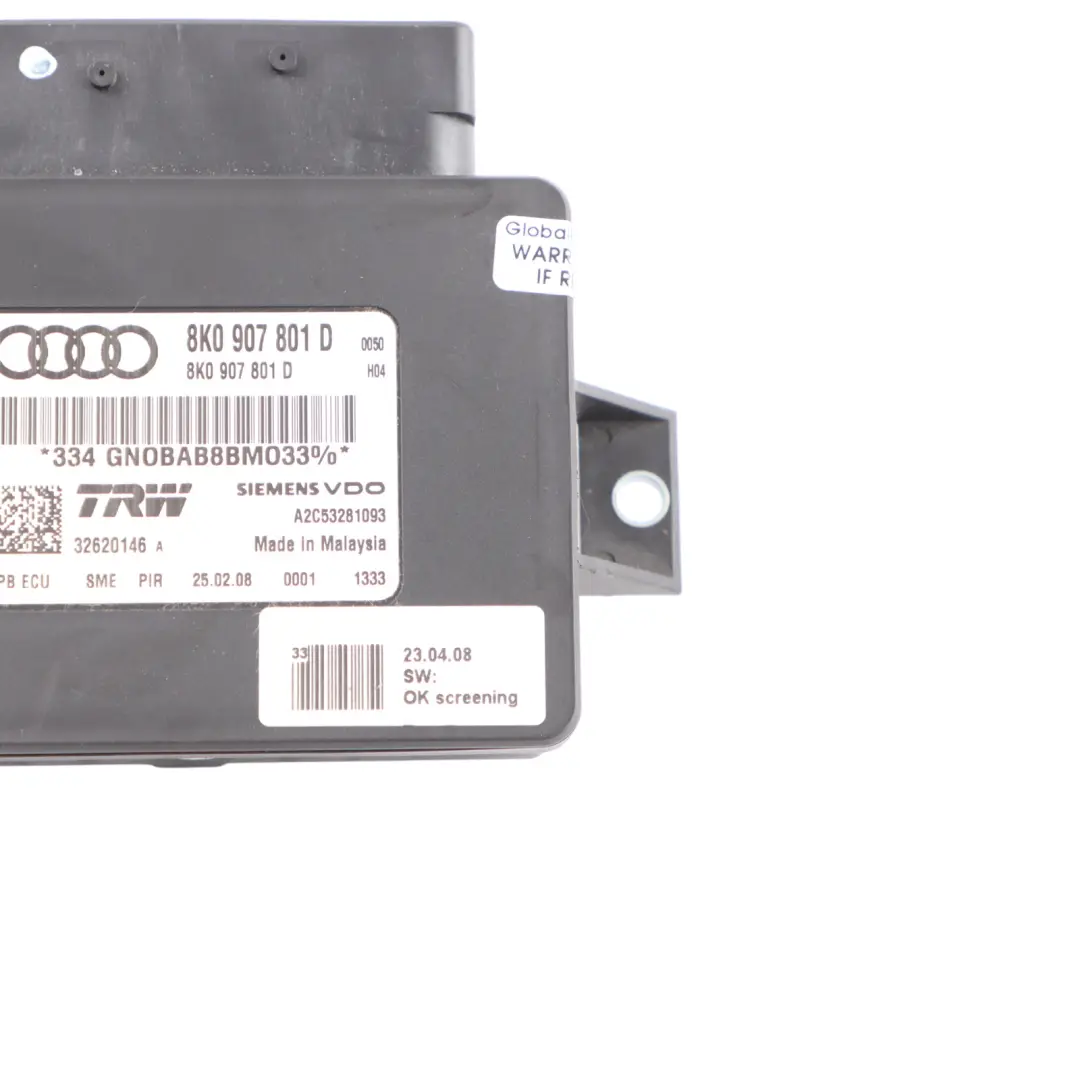 Audi A4 B8 Parkbremse Handbremse Modul Steuergerät - SKU 8K0907801D - Teilenummer 8K0907801D