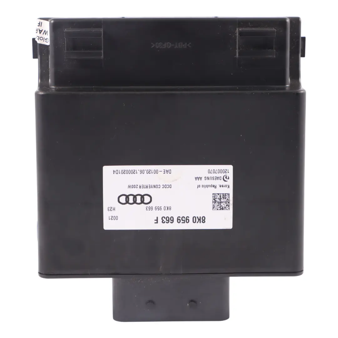 Convertidor de Voltaje Estabilizador Módulo Control Unidad para Audi A6 C7 con número de pieza 8K0959663F Audi A6 C7 Convertidor de Voltaje Estabilizador Módulo Control Unidad - SKU 8K0959663F - Número de pieza 8K0959663F