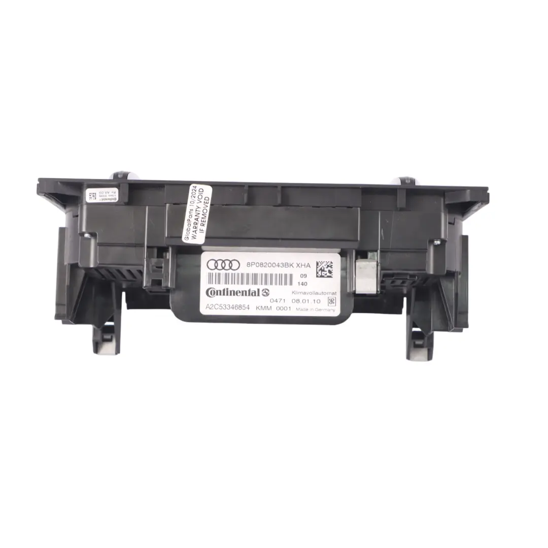 Audi A3 8P Dashboard Air Vent A/C Heater Climate Control Panel - SKU 8P0820043BK - Part number 8P0820043BK
