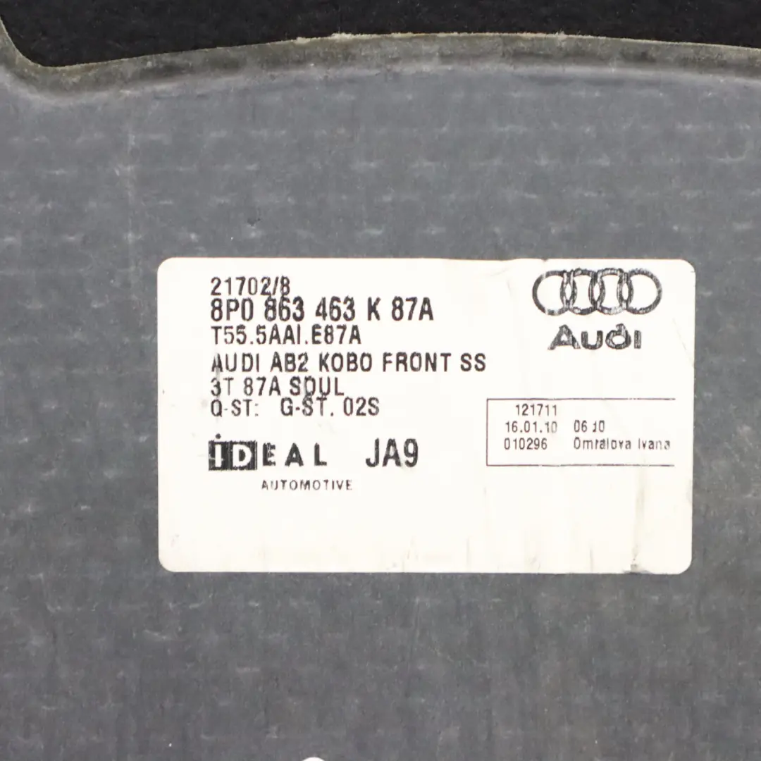 Audi A3 8P Copertura pannello rivestimento bagagliaio moquette - SKU 8P0863463K - Numero di parte 8P0863463K