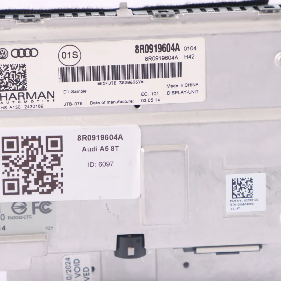 Audi A5 8T Multimedia Radio Sat Nav Screen Display Head Unit - SKU 8R0919604A - Part number 8R0919604A