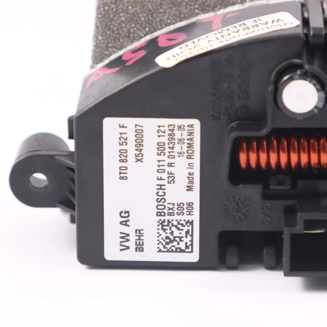 Audi A5 8T Interior A/C Heater Blower Resistor Fan Motor - SKU 8T0820521E - Part number 8T0820521E
