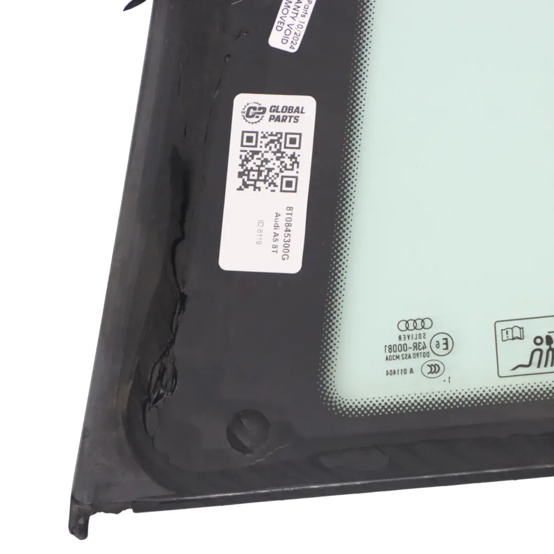 Cristal Ventana Trasera Lado Derecho AS2 para Audi A5 8T con número de pieza 8T0845300G Audi A5 8T Cristal Ventana Trasera Lado Derecho AS2 - SKU 8T0845300G - Número de pieza 8T0845300G