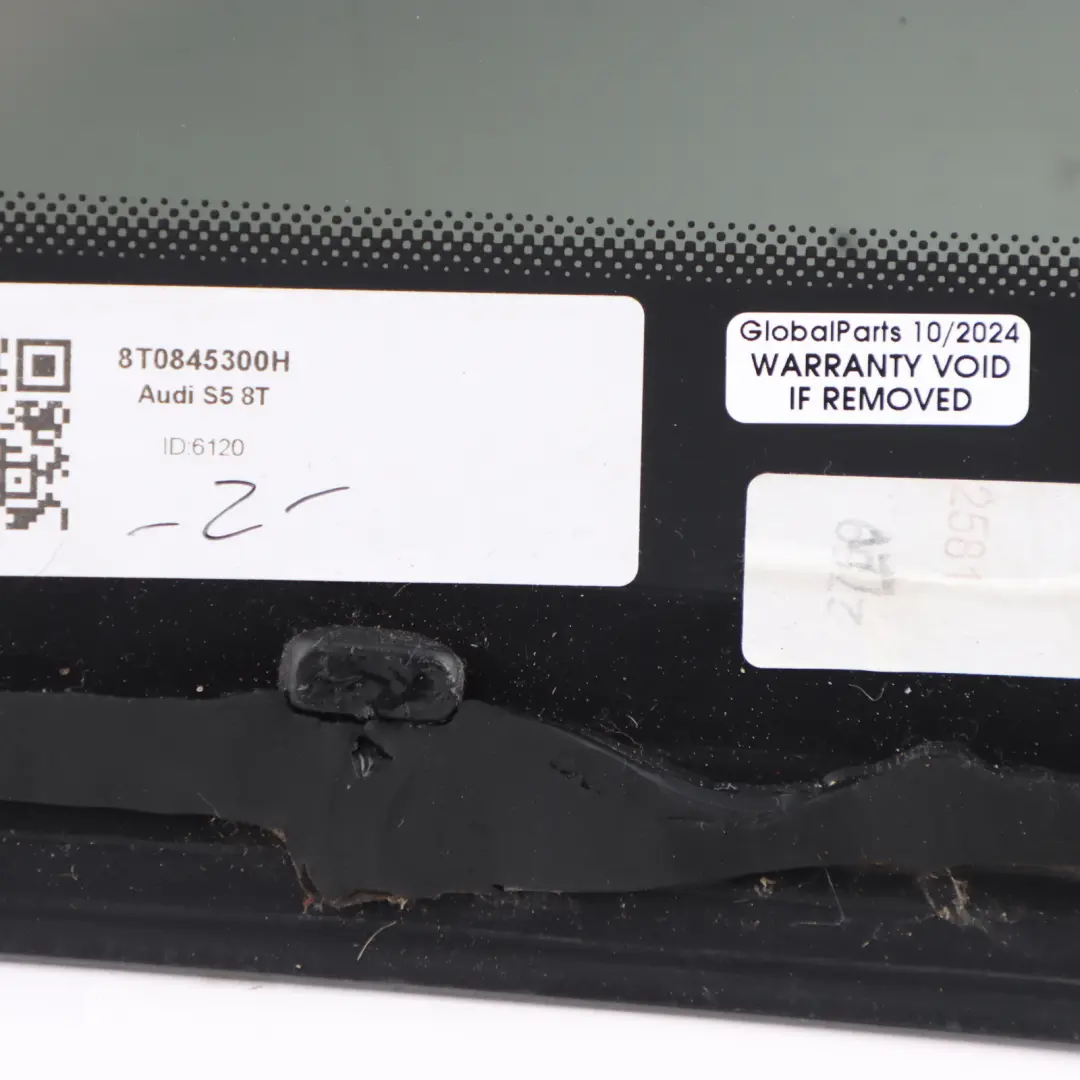 Audi S5 8T Rear Quarter Window Glass Tinted Right O/S AS3 - SKU 8T0845300H - Part number 8T0845300H