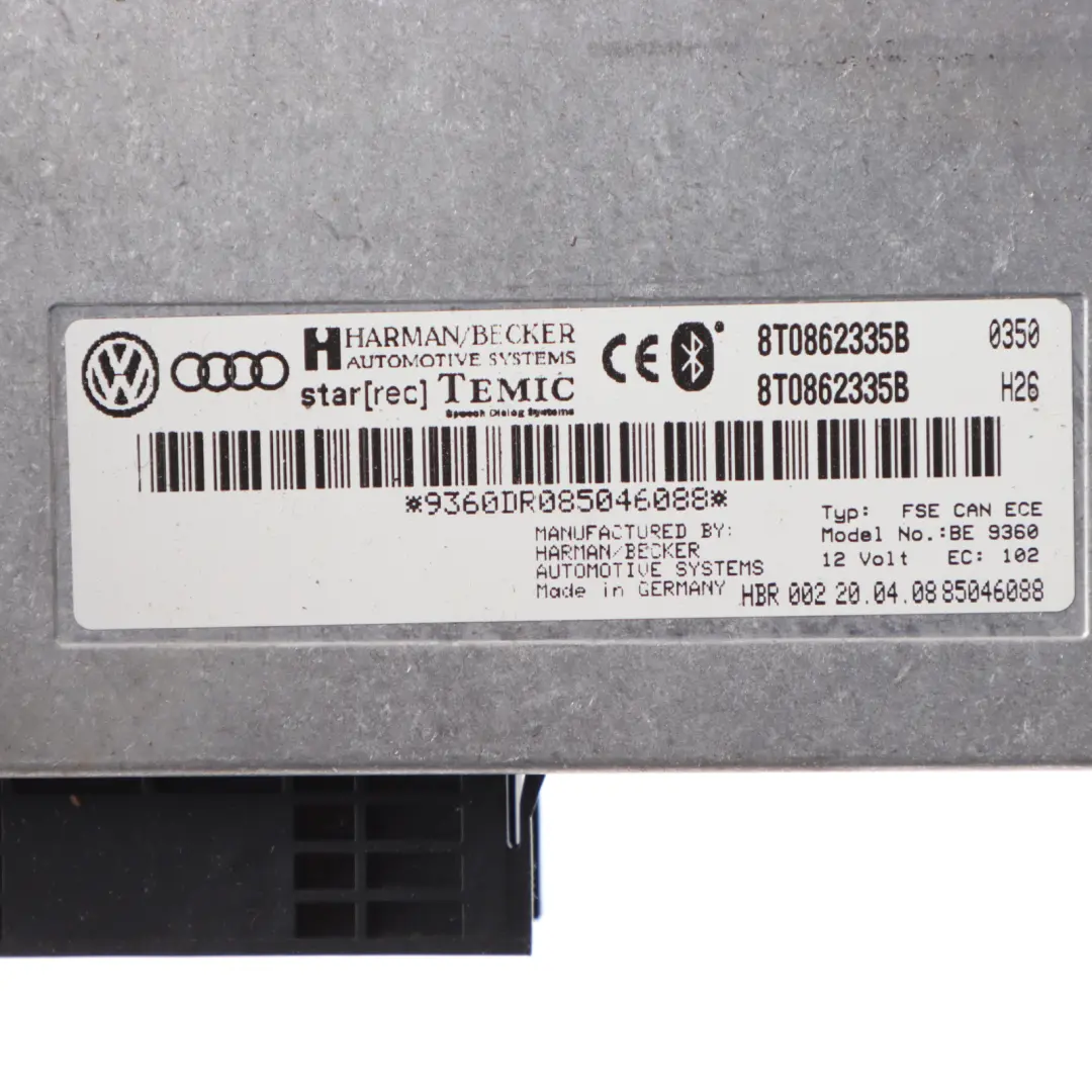 Bluetooth Multimedia Interface Control Module Unit ECU to Audi A4 B8 with Part number 8T0862335B Audi A4 B8 Bluetooth Multimedia Interface Control Module Unit ECU - SKU 8T0862335B - Part number 8T0862335B
