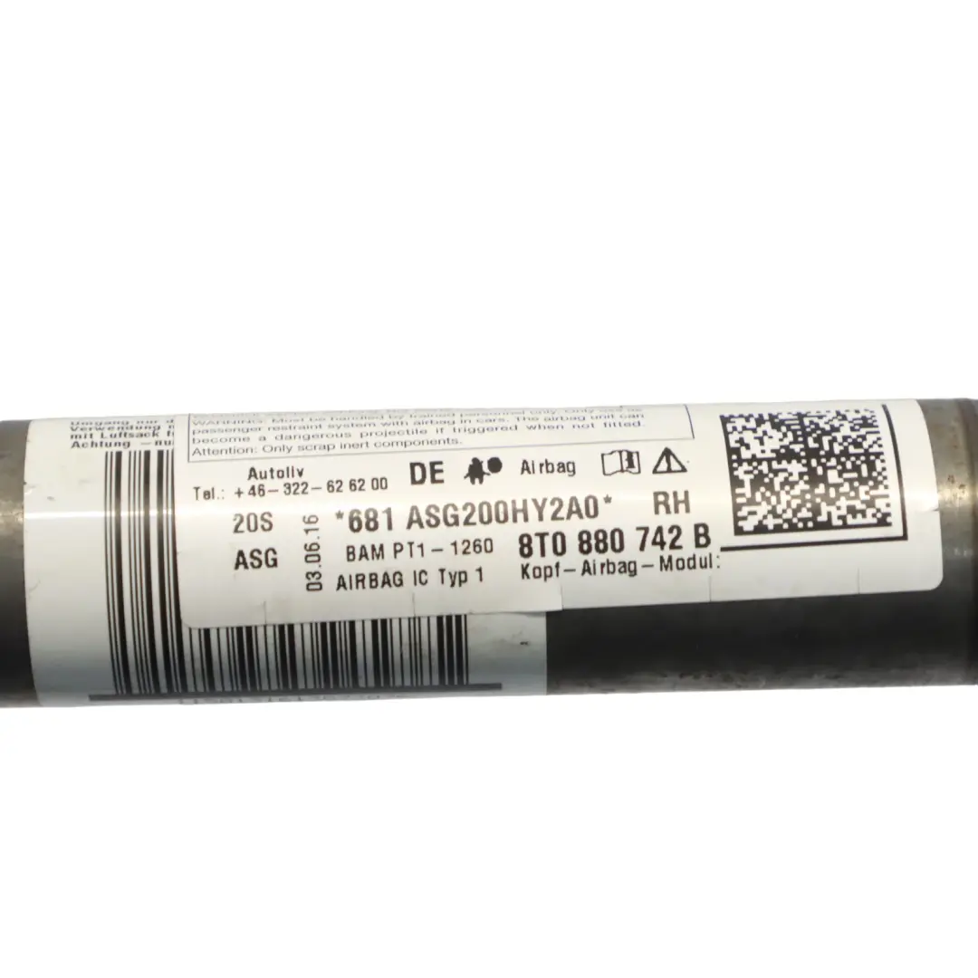 Audi A5 8T Módulo de aire Cortina Derecha Techo Sistema SRS - SKU 8T0880742B - Número de pieza 8T0880742B