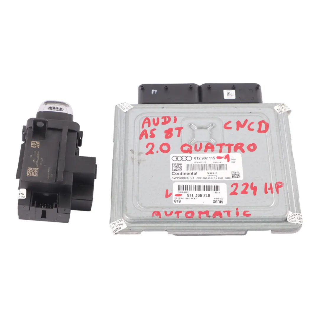 Audi A5 8T 2.0 TFSI CNCD Quattro 224HP Engine ECU Kit Key Ignition - SKU 8T2907115-1 - Part number 8T2907115