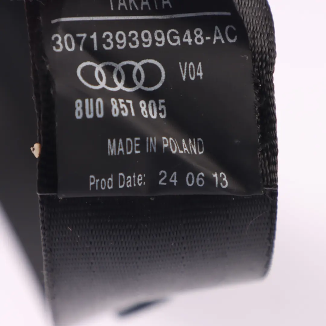 Upper Seat Belt Left Right N/O/S B to Audi Q3 8U Rear with Part number 8U0857805 Audi Q3 8U Rear Upper Seat Belt Left Right N/O/S B - SKU 8U0857805 - Part number 8U0857805