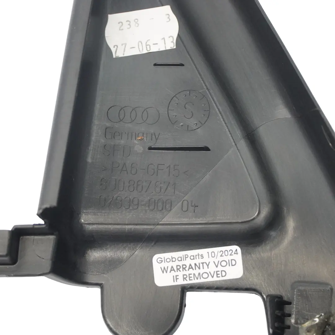 Baguette d'encadrement de vitre arrière gauche pour Audi Q3 8U à propos du numéro de pièce 8U0867671 Audi Q3 8U Baguette d'encadrement de vitre arrière gauche - SKU 8U0867671 - Numéro de pièce 8U0867671