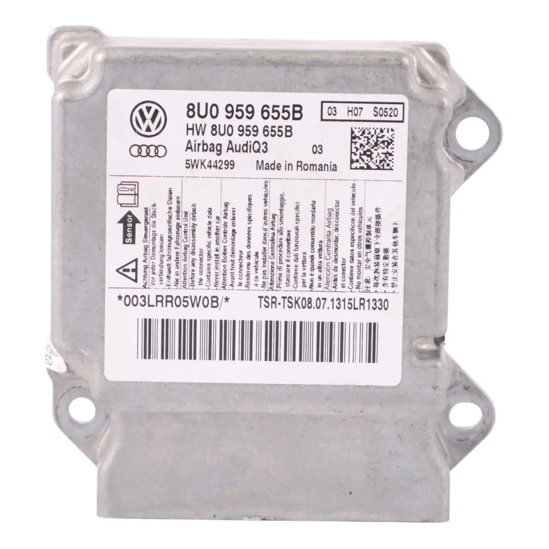Unidad de control del módulo de aire Sistema SRS ECU para Audi Q3 8U con número de pieza 8U0959655B Audi Q3 8U Unidad de control del módulo de aire Sistema SRS ECU - SKU 8U0959655B - Número de pieza 8U0959655B