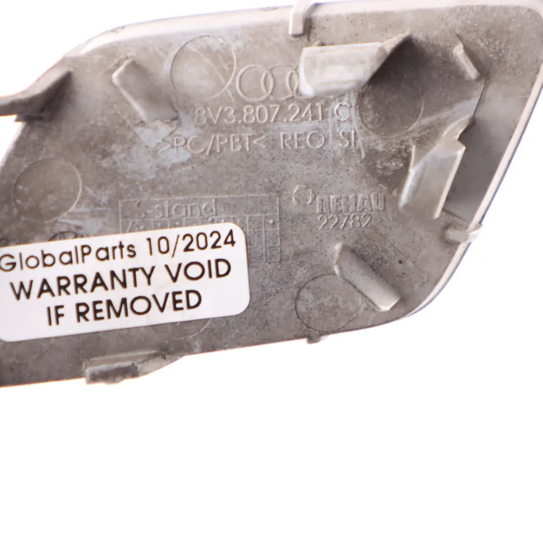 Front Bumper Towing Hook Eye Cover Daytona Grey Pearl Z7S to Audi A3 8V with Part number 8V3807241C Audi A3 8V Front Bumper Towing Hook Eye Cover Daytona Grey Pearl Z7S - SKU 8V3807241C-DGR - Part number 8V3807241C