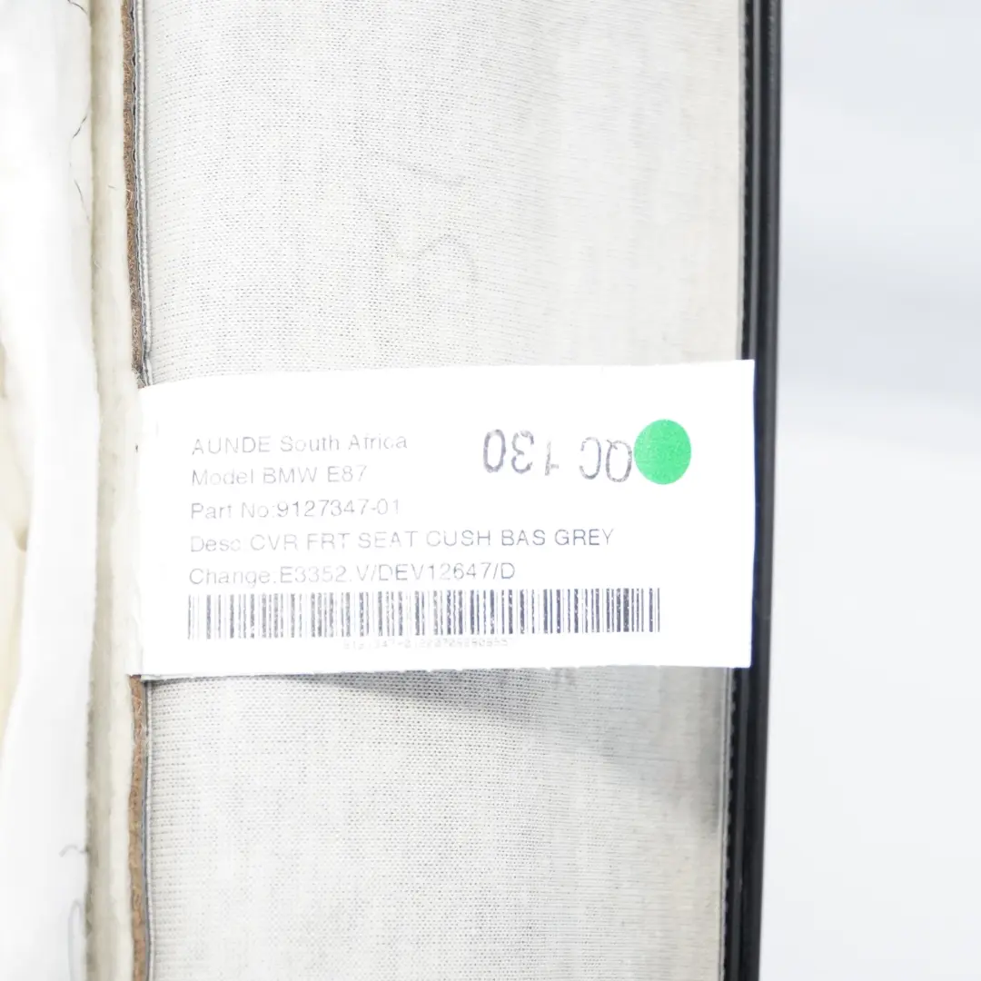 Funda Asiento Delantero Izquierdo Derecho Calefactable Cuero Gris para BMW E87 LCI con número de pieza 9127347 BMW E87 LCI Funda Asiento Delantero Izquierdo Derecho Calefactable Cuero Gris - SKU 9127347 - Número de pieza 9127347